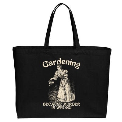 Funny Vintage Gardening Because Murder Is Wrong Gardening Plant Lover Cotton Canvas Jumbo Tote