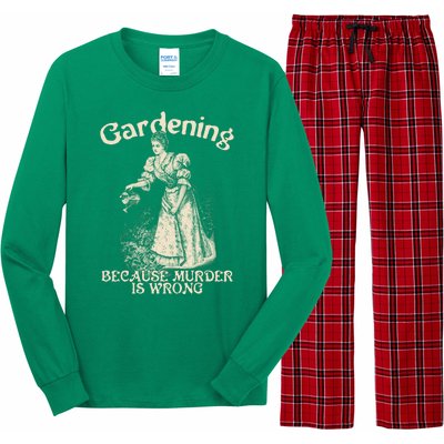 Funny Vintage Gardening Because Murder Is Wrong Gardening Plant Lover Long Sleeve Pajama Set