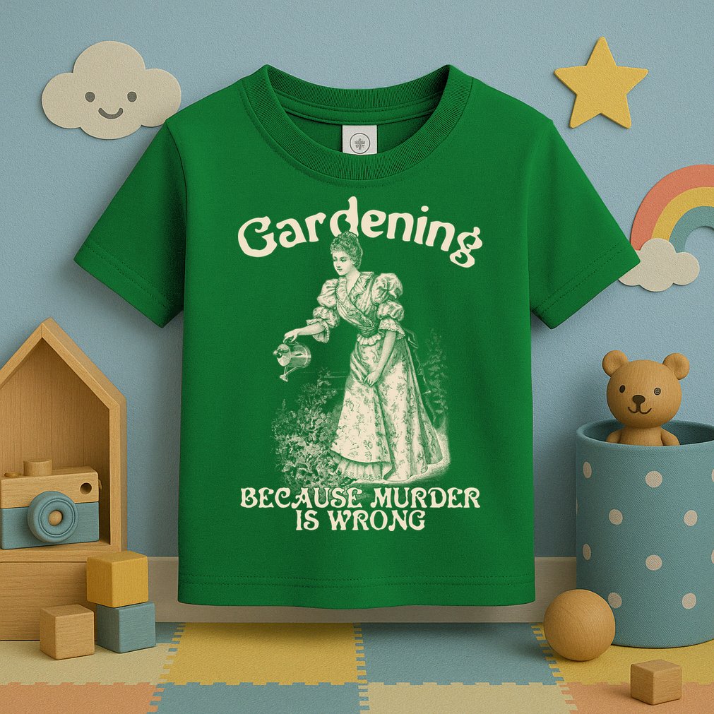 Funny Vintage Gardening Because Murder Is Wrong Gardening Plant Lover Toddler T-Shirt