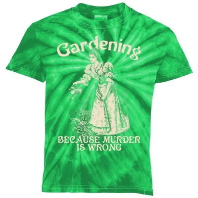 Funny Vintage Gardening Because Murder Is Wrong Gardening Plant Lover Kids Tie-Dye T-Shirt