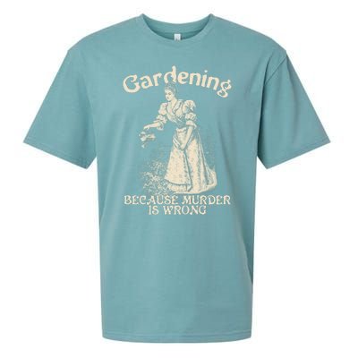 Funny Vintage Gardening Because Murder Is Wrong Gardening Plant Lover Sueded Cloud Jersey T-Shirt