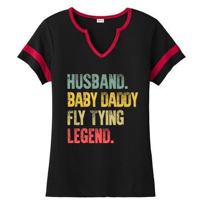 Funny Vintage Husband Daddy Fly Tying Legend Gift Ladies Halftime Notch Neck Tee