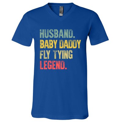 Funny Vintage Husband Daddy Fly Tying Legend Gift V-Neck T-Shirt