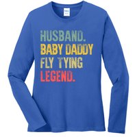 Funny Vintage Husband Daddy Fly Tying Legend Gift Ladies Long Sleeve Shirt