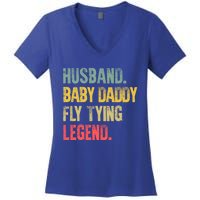 Funny Vintage Husband Daddy Fly Tying Legend Gift Women's V-Neck T-Shirt