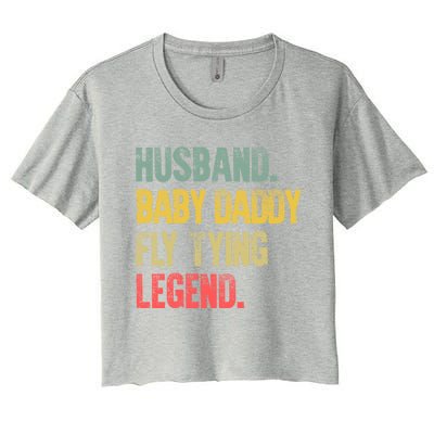 Funny Vintage Husband Daddy Fly Tying Legend Gift Women's Crop Top Tee