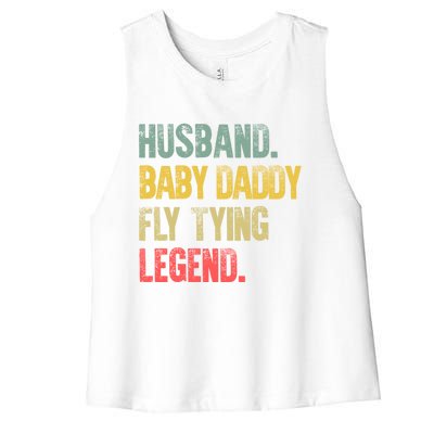 Funny Vintage Husband Daddy Fly Tying Legend Gift Women's Racerback Cropped Tank