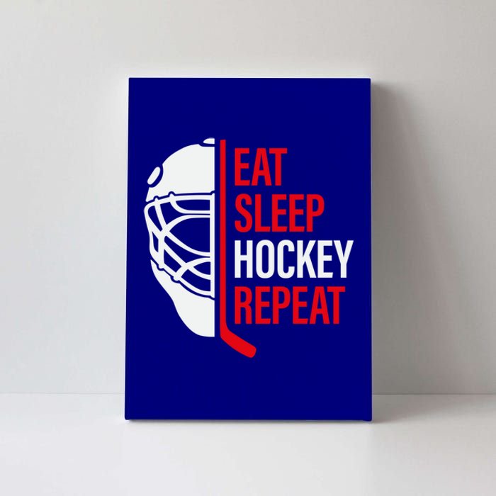 Funny Vintage Hockey Quote Eat Sleep Hockey Repeat Gift Canvas