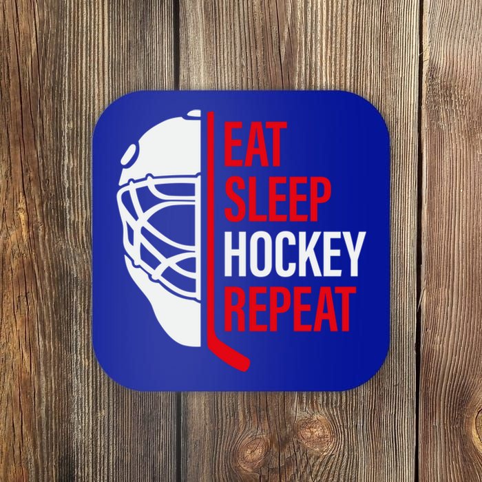 Funny Vintage Hockey Quote Eat Sleep Hockey Repeat Gift Coaster