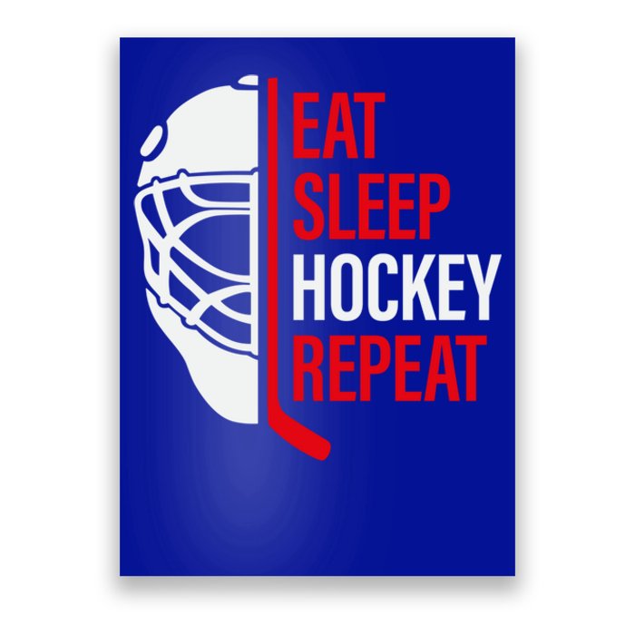 Funny Vintage Hockey Quote Eat Sleep Hockey Repeat Gift Poster