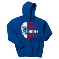 Funny Vintage Hockey Quote Eat Sleep Hockey Repeat Gift Kids Hoodie