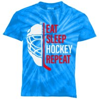 Funny Vintage Hockey Quote Eat Sleep Hockey Repeat Gift Kids Tie-Dye T-Shirt