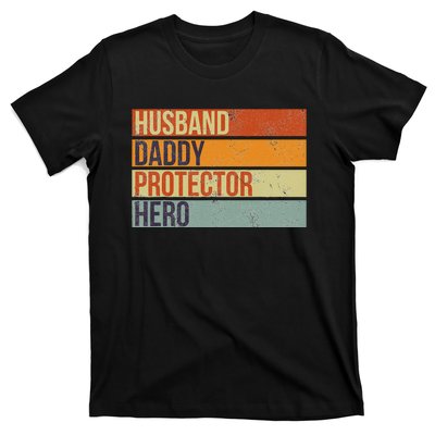 Funny Vintage Husband Daddy Protector Hero Fathers Day Dad T-Shirt