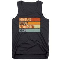 Funny Vintage Husband Daddy Protector Hero Fathers Day Dad Tank Top