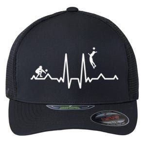 Funny Volleyball Heartbeat Volleyball Gift Flexfit Unipanel Trucker Cap