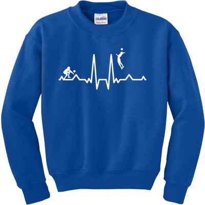 Funny Volleyball Heartbeat Volleyball Gift Kids Sweatshirt