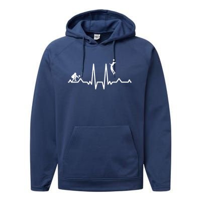 Funny Volleyball Heartbeat Volleyball Gift Performance Fleece Hoodie