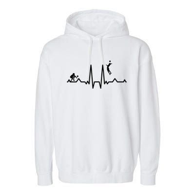 Funny Volleyball Heartbeat Volleyball Gift Garment-Dyed Fleece Hoodie