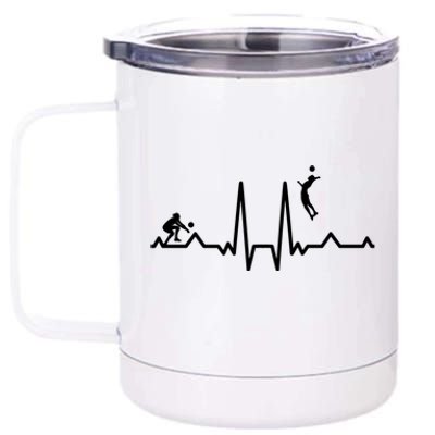 Funny Volleyball Heartbeat Volleyball Gift 12 oz Stainless Steel Tumbler Cup