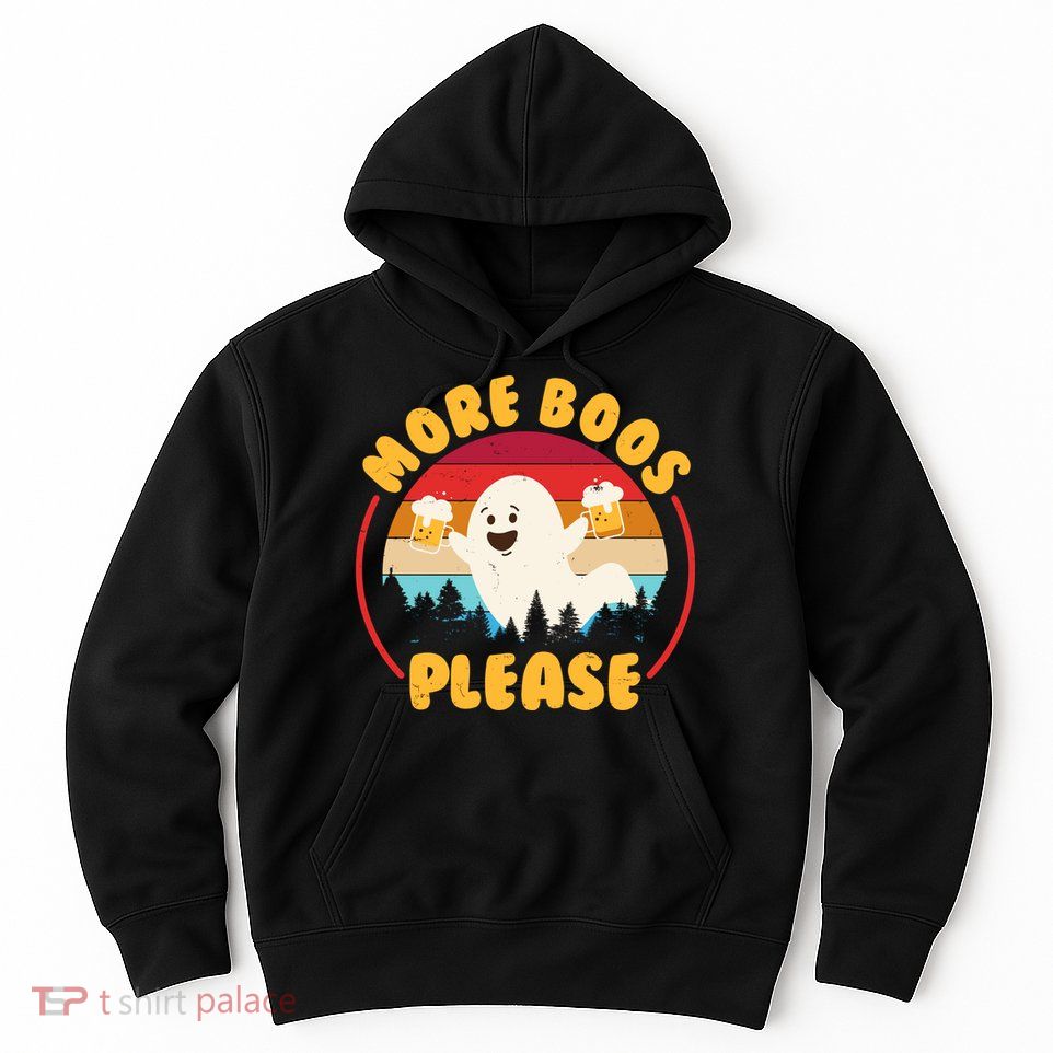 Funny Vintage Halloween More Boos Please Beer Lover Ghost Hoodie