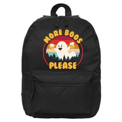 Funny Vintage Halloween More Boos Please Beer Lover Ghost 16 in Basic Backpack