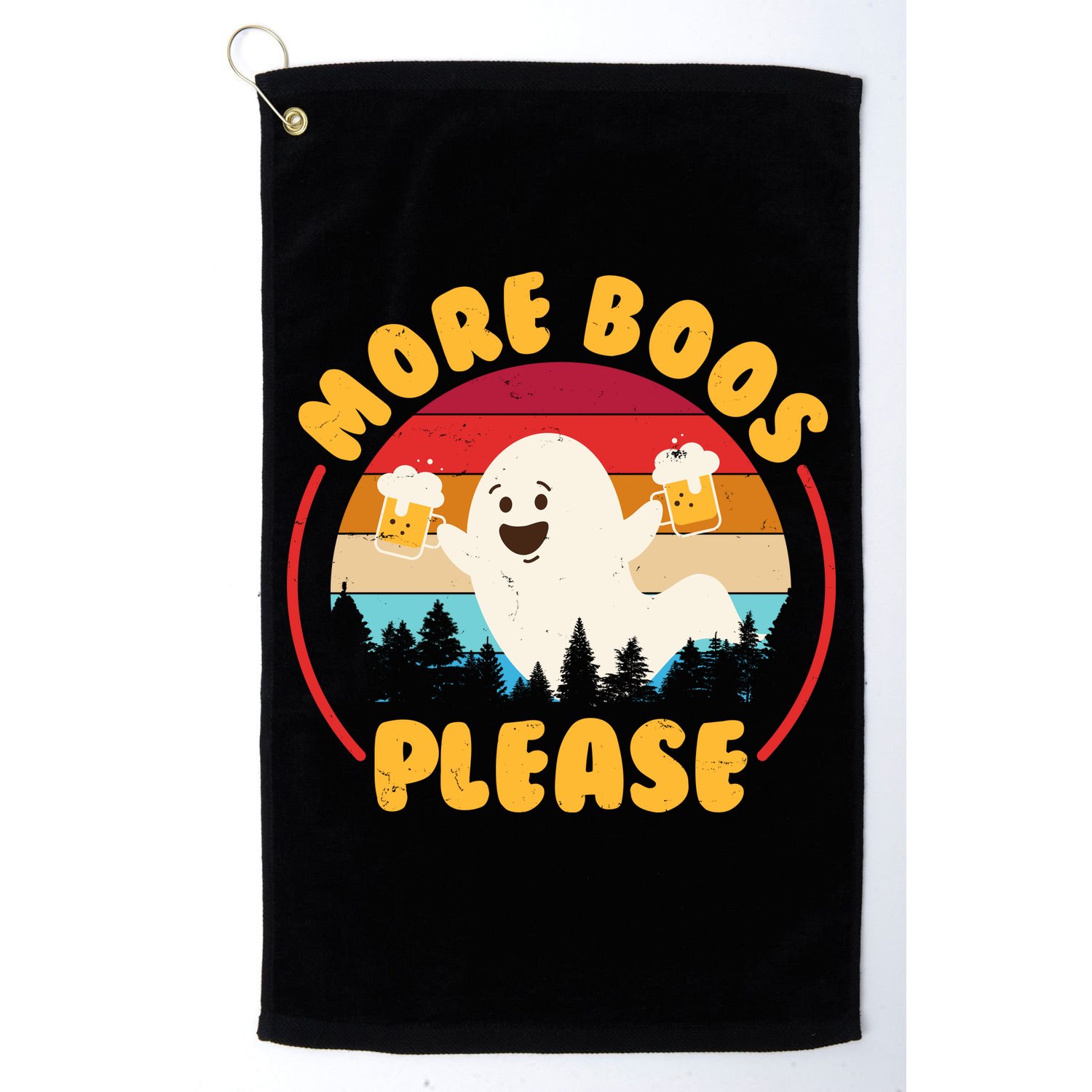 Funny Vintage Halloween More Boos Please Beer Lover Ghost Golf Towel