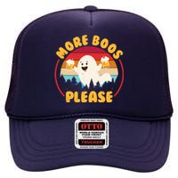 Funny Vintage Halloween More Boos Please Beer Lover Ghost High Crown Mesh Back Trucker Hat