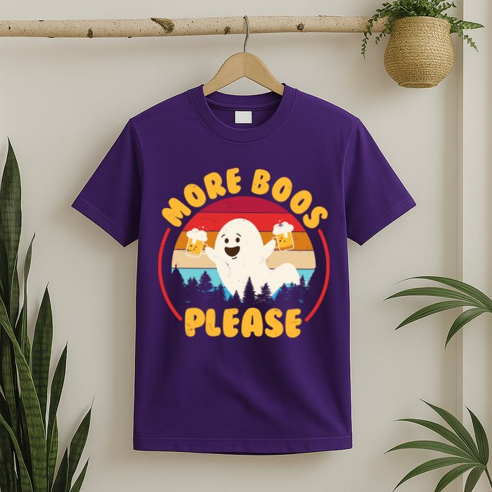 Funny Vintage Halloween More Boos Please Beer Lover Ghost T-Shirt