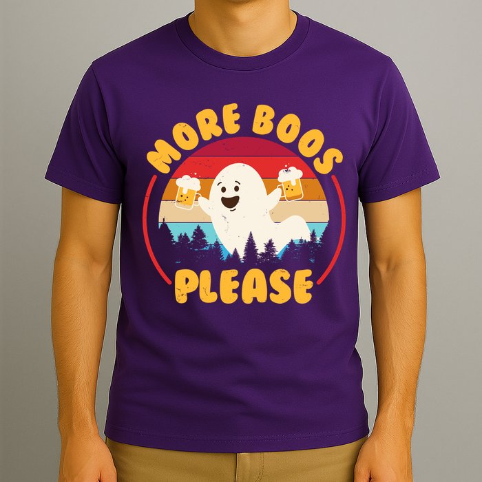 Funny Vintage Halloween More Boos Please Beer Lover Ghost T-Shirt