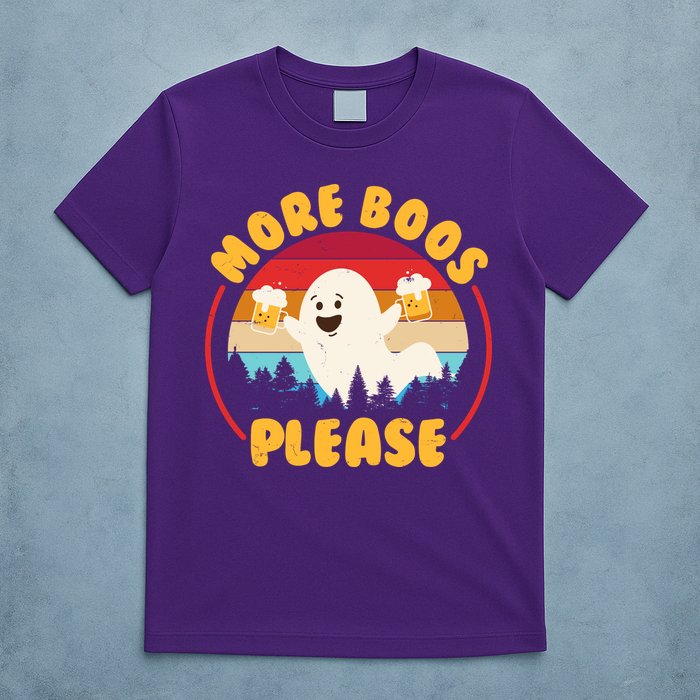 Funny Vintage Halloween More Boos Please Beer Lover Ghost T-Shirt