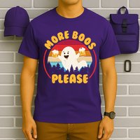 Funny Vintage Halloween More Boos Please Beer Lover Ghost T-Shirt
