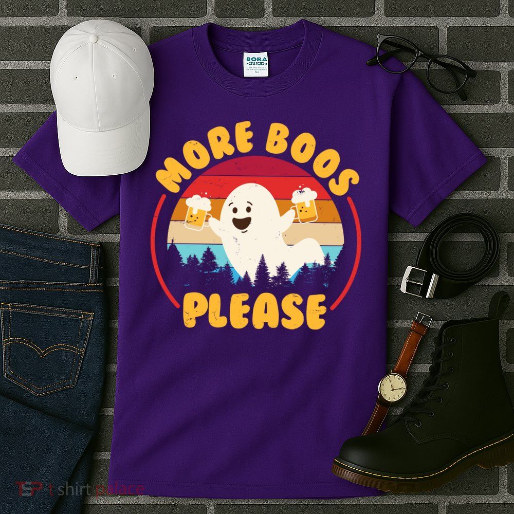Funny Vintage Halloween More Boos Please Beer Lover Ghost Tall T-Shirt