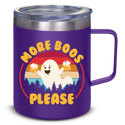 Funny Vintage Halloween More Boos Please Beer Lover Ghost 12oz Stainless Steel Coffee Mug