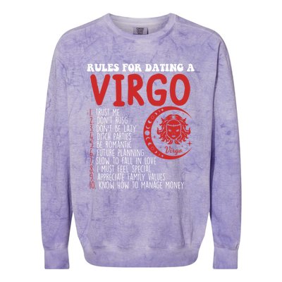 Funny Virgo Horoscope Rules For Dating A Virgo Zodiac Gift Colorblast Crewneck Sweatshirt