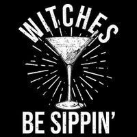 Funny Vintage Halloween Witches Be Sippin Martini Bucket Hat