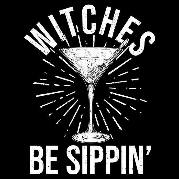 Funny Vintage Halloween Witches Be Sippin Martini Bucket Hat