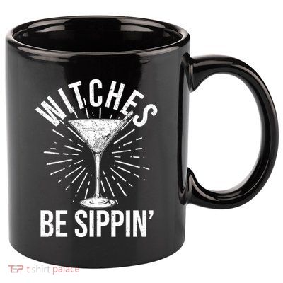 Funny Vintage Halloween Witches Be Sippin Martini 11oz C Handle Ceramic Mug