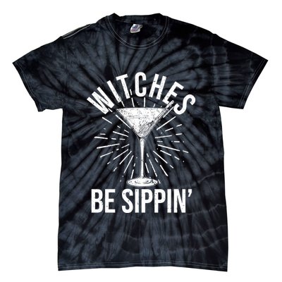 Funny Vintage Halloween Witches Be Sippin Martini Tie-Dye T-Shirt