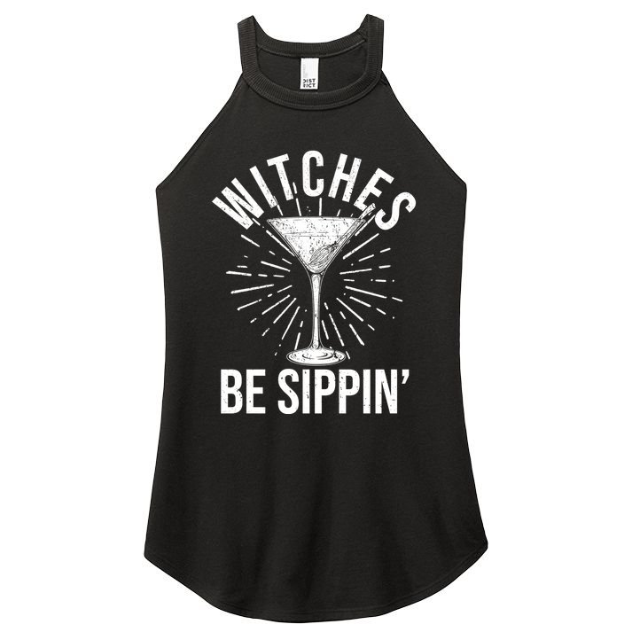 Funny Vintage Halloween Witches Be Sippin Martini Women's Perfect Tri Rocker Tank