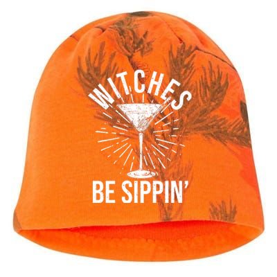 Funny Vintage Halloween Witches Be Sippin Martini Kati - Camo Knit Beanie