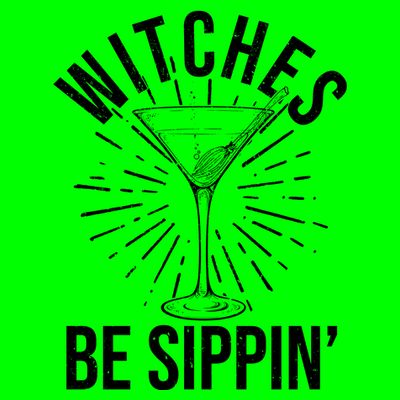 Funny Vintage Halloween Witches Be Sippin Martini T-Shirt