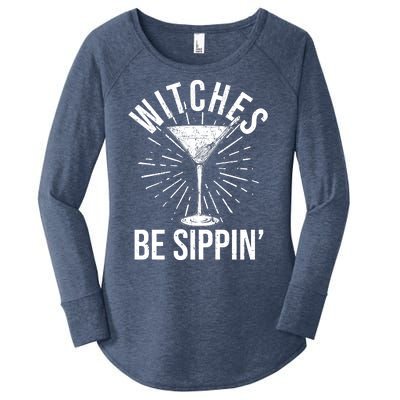 Funny Vintage Halloween Witches Be Sippin Martini Women's Perfect Tri Tunic Long Sleeve Shirt