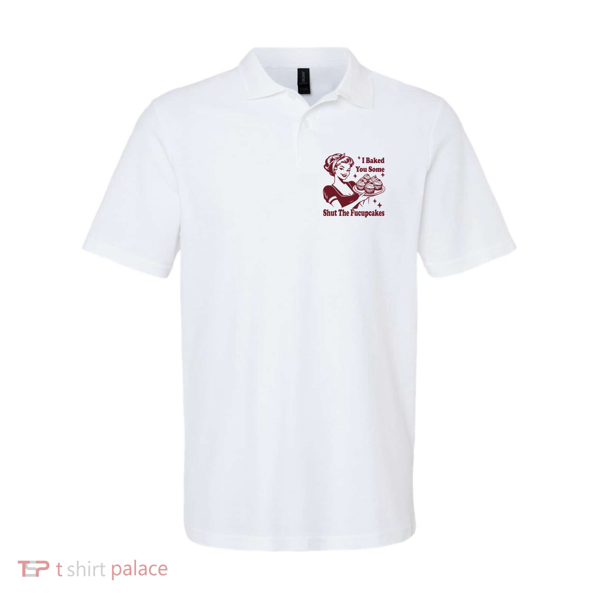 Funny Vintage Housewife I Baked You Some Shut The Fucupcakes Polo
