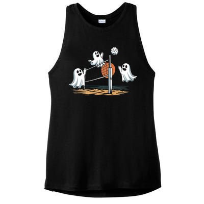 Funny Volleyball Halloween Ghostvolleyball Sports Lovers Ladies PosiCharge Tri-Blend Wicking Tank