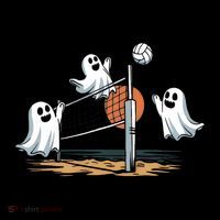 Funny Volleyball Halloween Ghostvolleyball Sports Lovers Flatbill Hat