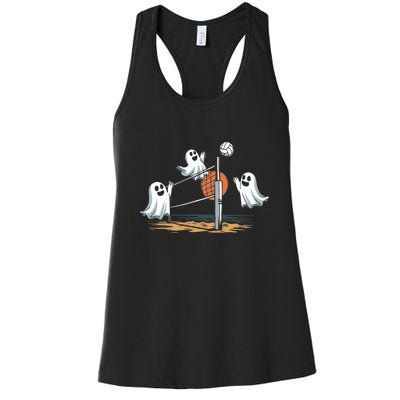 Funny Volleyball Halloween Ghostvolleyball Sports Lovers Women's Racerback Tank