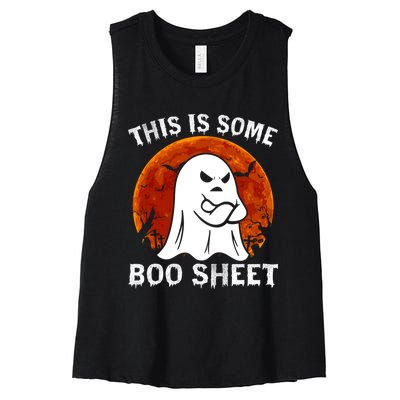 Funny Vintage Halloween Boo Ghost This Is Some Boo Sheet Gift Women's Racerback Cropped Tank