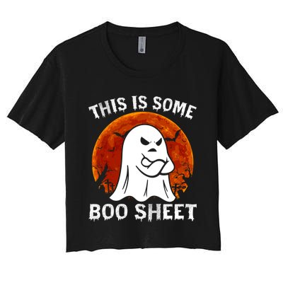 Funny Vintage Halloween Boo Ghost This Is Some Boo Sheet Gift Women's Crop Top Tee