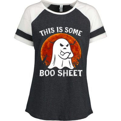 Funny Vintage Halloween Boo Ghost This Is Some Boo Sheet Gift Enza Ladies Jersey Colorblock Tee