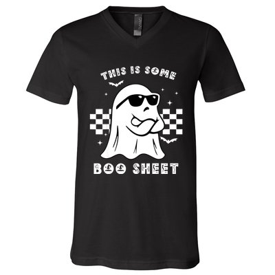 Funny Vintage Halloween Boo Ghost This Is Some Boo Sheet Gift V-Neck T-Shirt